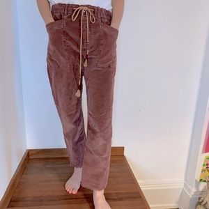 Free People XS cord elastic-waist boyfriend pant